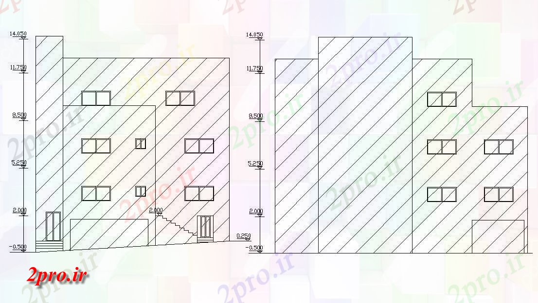 دانلود نقشه خانه های کوچک ، نگهبانی ، سازمانی - ساختمان خانه نمای طرحی    (کد158306)