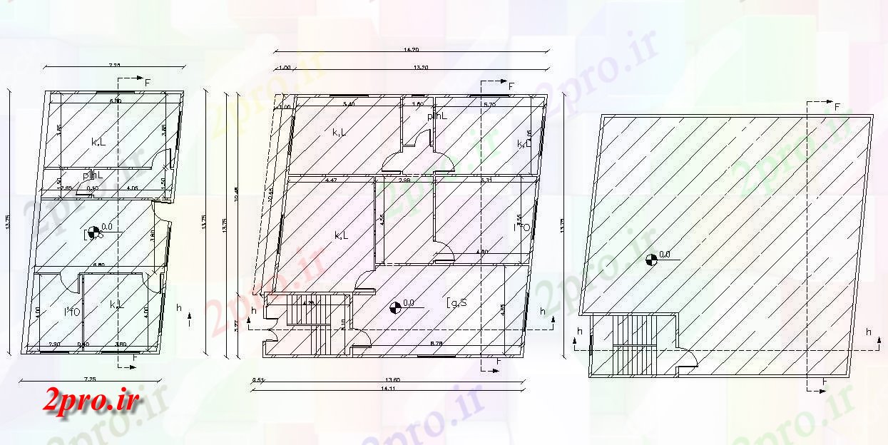 دانلود نقشه خانه های کوچک ، نگهبانی ، سازمانی - X 1325 متر ویلایی خانه طرحی طبقه 13 در 14 متر (کد158310)