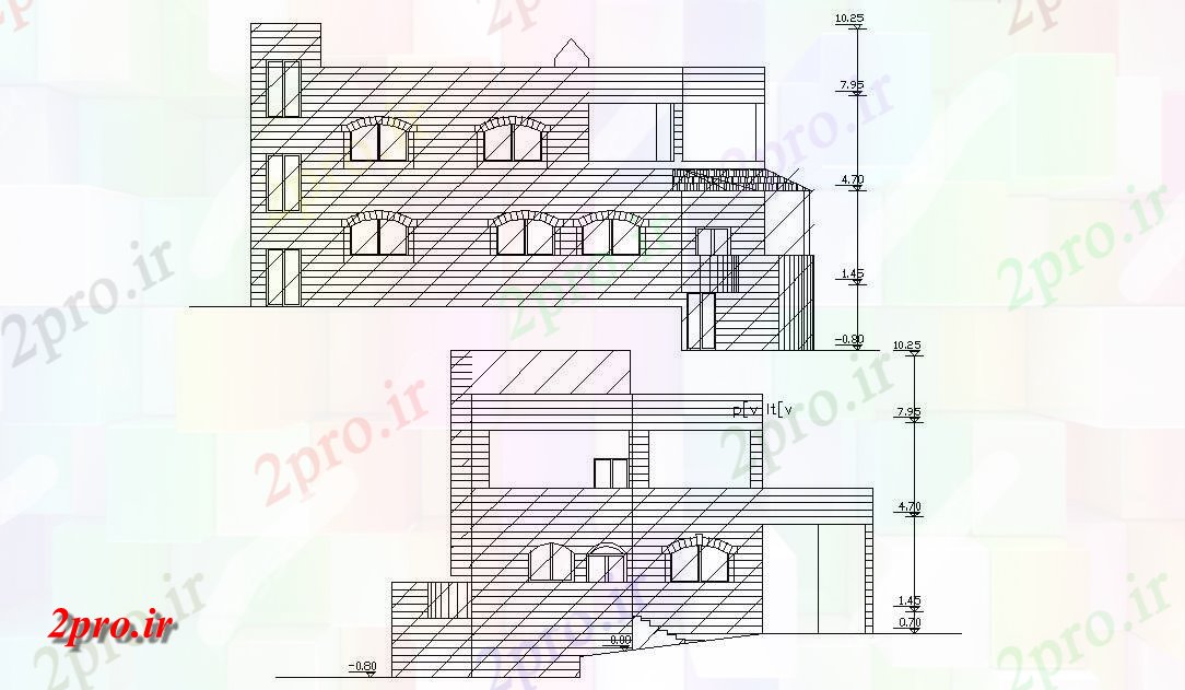 دانلود نقشه خانه های کوچک ، نگهبانی ، سازمانی - خانه مسکونی نمای طرحی    (کد158318)