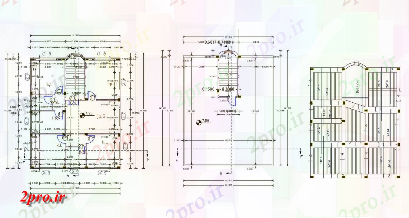 دانلود نقشه مسکونی ، ویلایی ، آپارتمان BHK خانه طرحی با موج نو نوار طراحی ساختار 11 در 14 متر (کد158328)