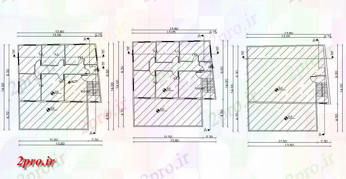 دانلود نقشه خانه های کوچک ، نگهبانی ، سازمانی - x1380 متر خانه طرحی طبقه 13 در 14 متر (کد158330)