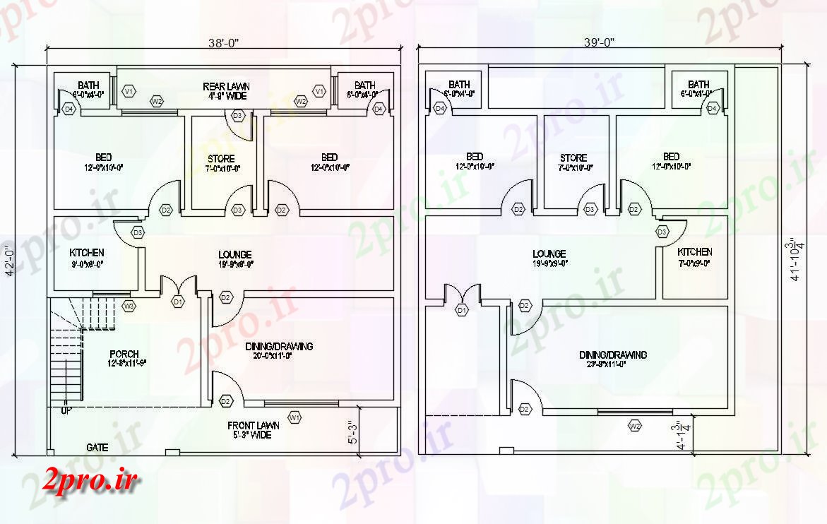 دانلود نقشه مسکونی ، ویلایی ، آپارتمان X 38 مجلس 10 در 11 متر (کد158338)