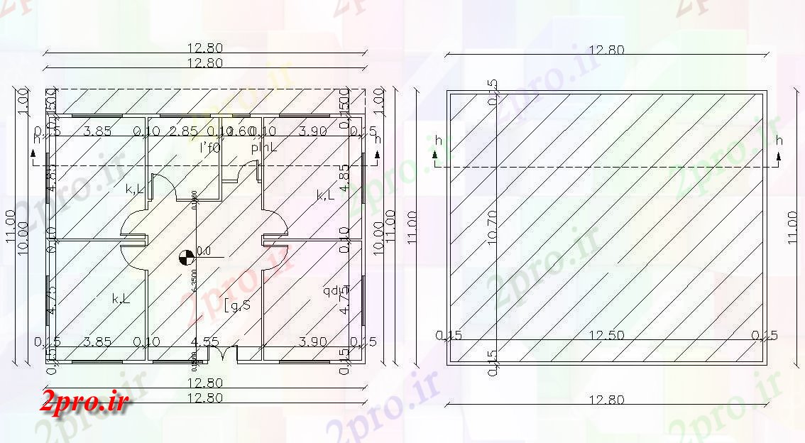 دانلود نقشه خانه های کوچک ، نگهبانی ، سازمانی - X 1100 متر 3 BHK خانه طرحی طبقه نشیمن 11 در 12 متر (کد158343)