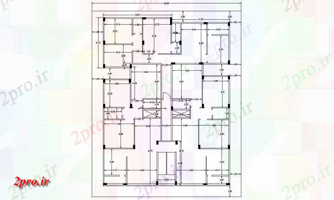 دانلود نقشه خانه های کوچک ، نگهبانی ، سازمانی - طرحی طبقه خانه مسکونی طرحی 16 در 22 متر (کد158361)