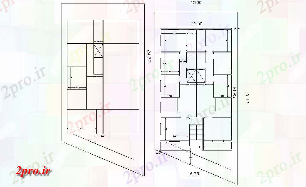 دانلود نقشه خانه های کوچک ، نگهبانی ، سازمانی - ویلایی خانه طبقه با ابعاد 13 در 21 متر (کد158364)