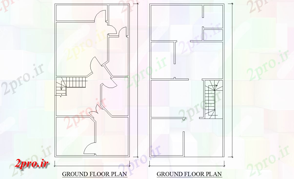 دانلود نقشه مسکونی ، ویلایی ، آپارتمان 6 دو نوع مختلف X40 از تک طرحی BHK خانه 5 در 11 متر (کد158368)