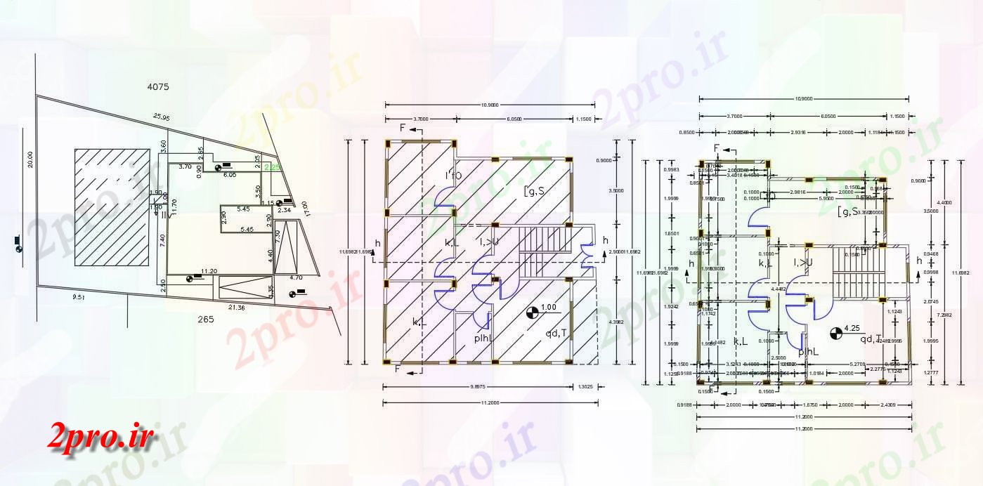 دانلود نقشه مسکونی ، ویلایی ، آپارتمان X 1100 متر 2 اتاق خواب خانه 11 در 11 متر (کد158373)