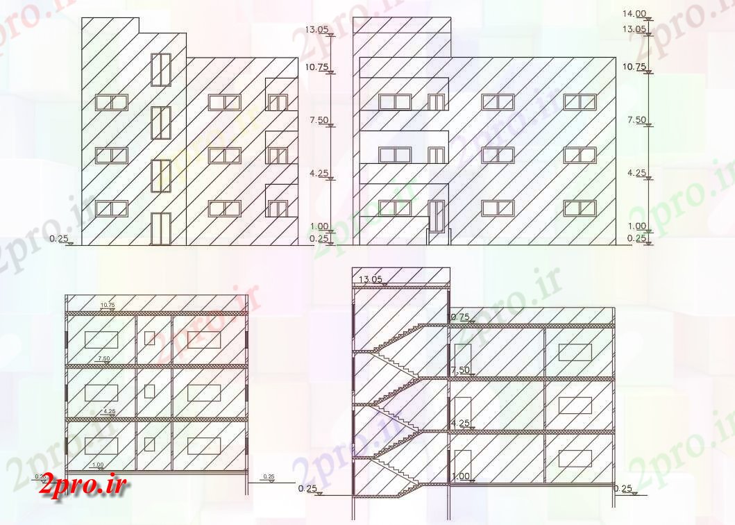 دانلود نقشه مسکونی  ، ویلایی ، آپارتمان  BHK آپارتمان   ویلا ساختمان (بخشی) نما طراحی (کد158376)