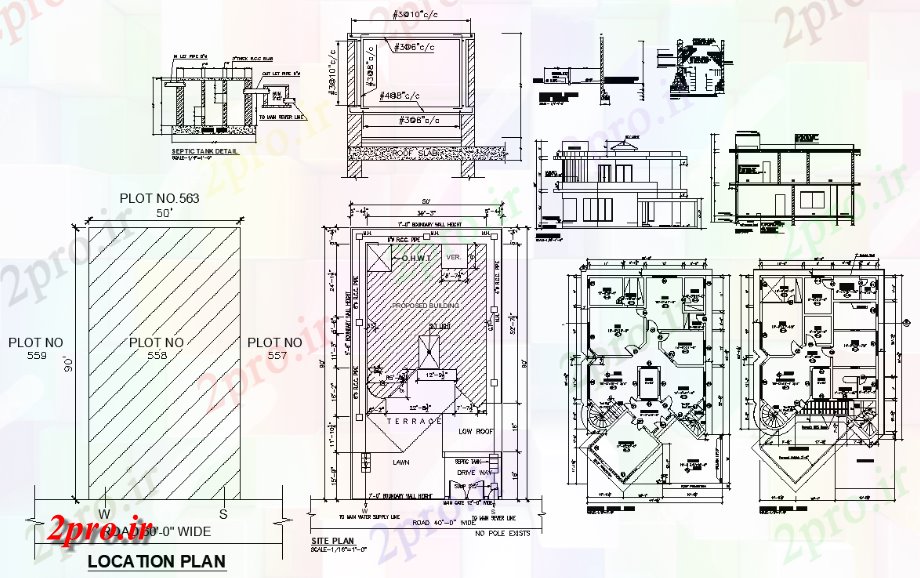 دانلود نقشه مسکونی ، ویلایی ، آپارتمان طرحی G + 1House لوکس دو خوابه بزرگ 39'X69 با بخش و نما 14 در 26 متر (کد158389)