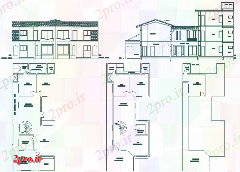 دانلود نقشه مسکونی ، ویلایی ، آپارتمان bedroom 30'X75، جادار G + 1 طرحی خانه با بخش و نما 8 در 22 متر (کد158394)