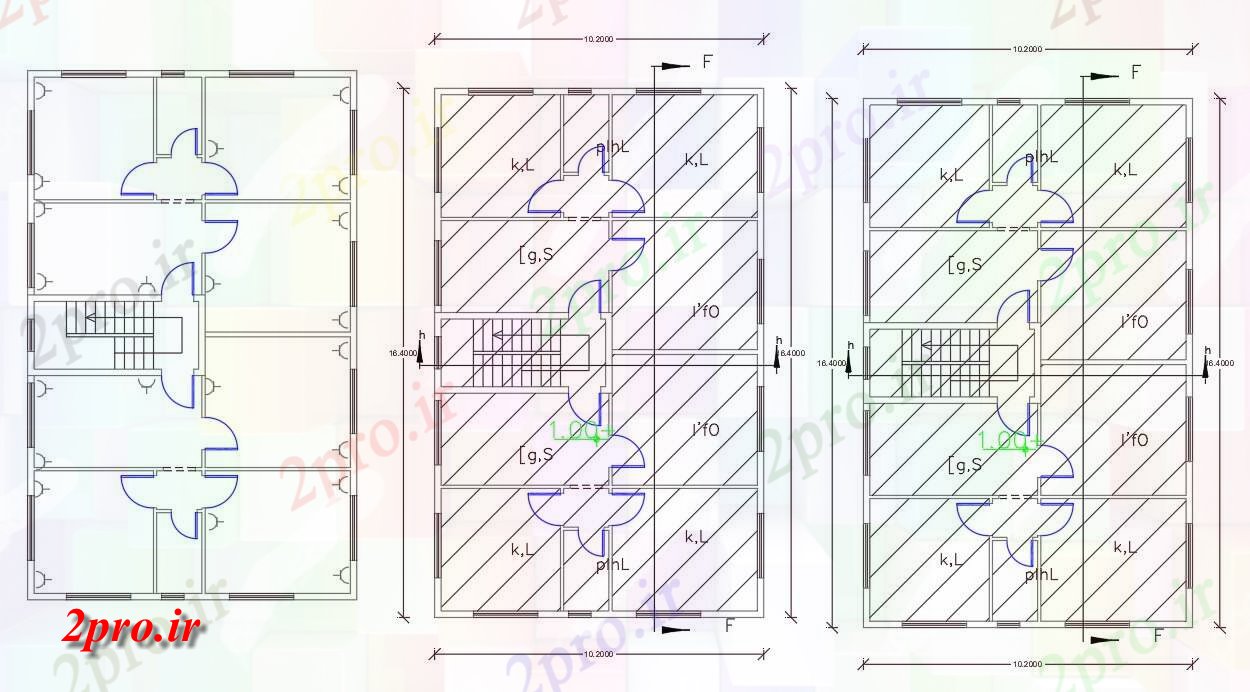 دانلود نقشه مسکونی ، ویلایی ، آپارتمان Mtr X 16Mtr آپارتمان نمونه 10 در 16 متر (کد158395)