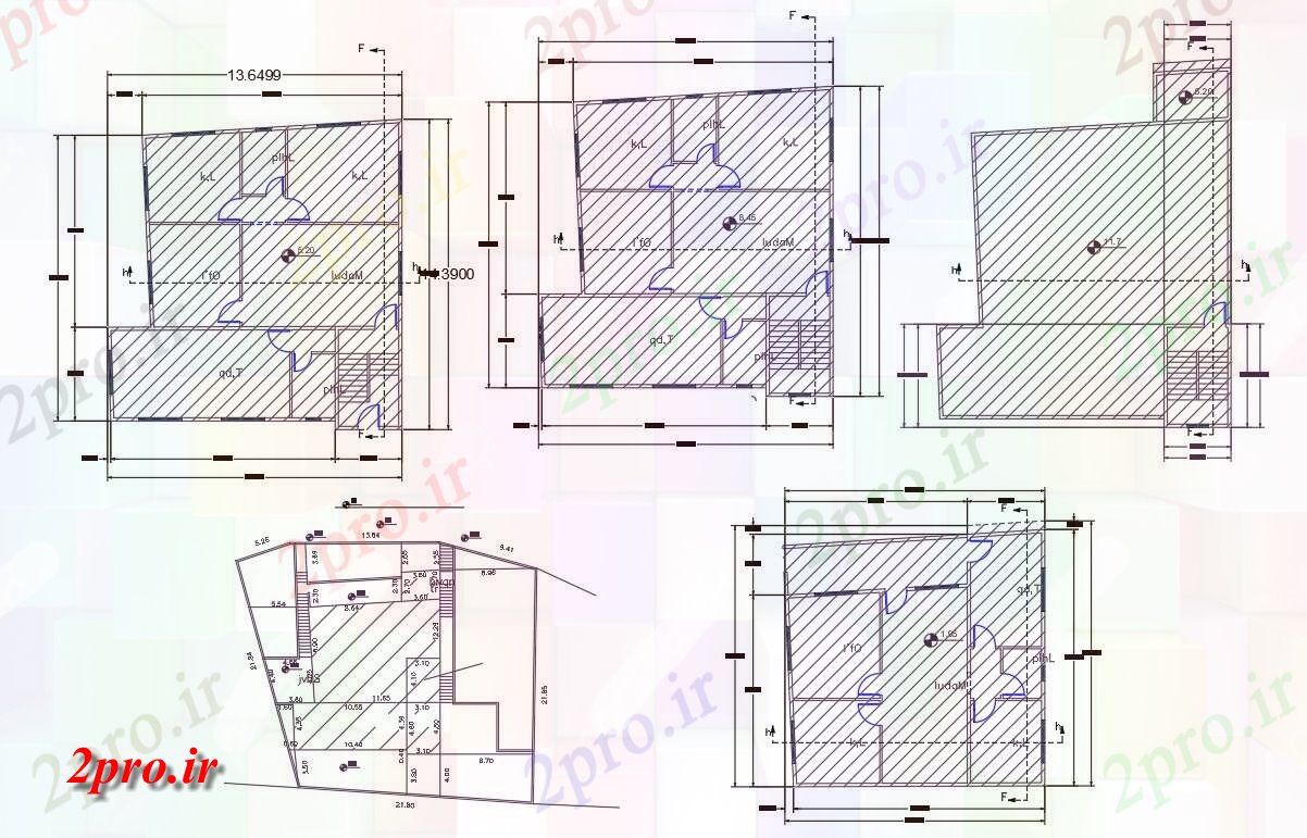 دانلود نقشه مسکونی  ، ویلایی ، آپارتمان  BHK چند خانواده آپارتمان   طرحی طبقه به  (کد158405)