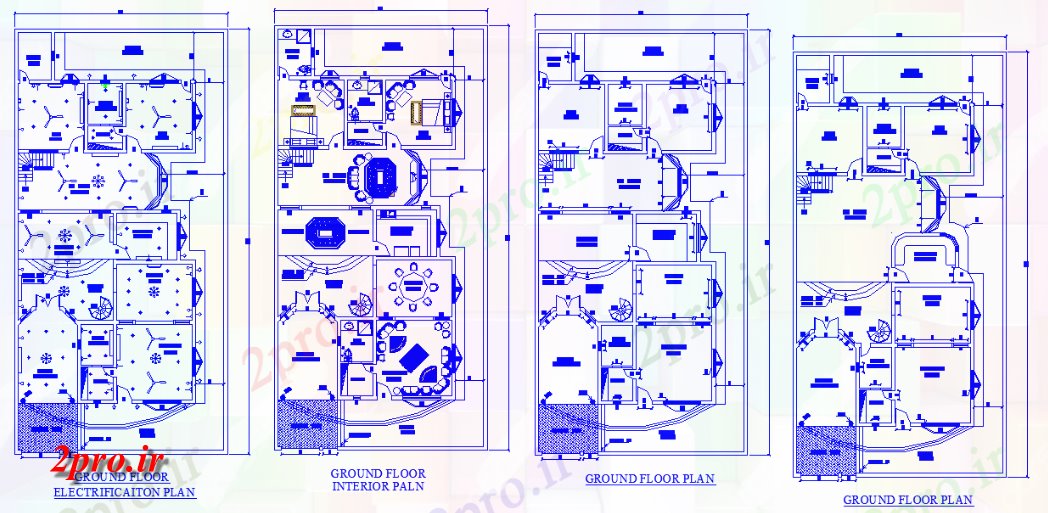 دانلود نقشه مسکونی ، ویلایی ، آپارتمان نشان می دهد طرحی طبقه 45'X90 از تنها خانه دان 2bhk با یک برنامه الکتریکی و داخلی plan 17 در 36 متر (کد158407)