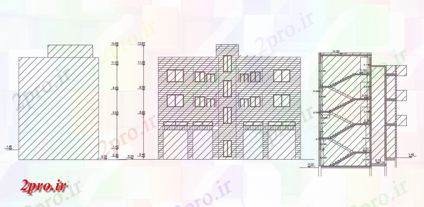 دانلود نقشه مسکونی  ، ویلایی ، آپارتمان  متر مربع 2 BHK آپارتمان   طراحی ساختمان (کد158410)