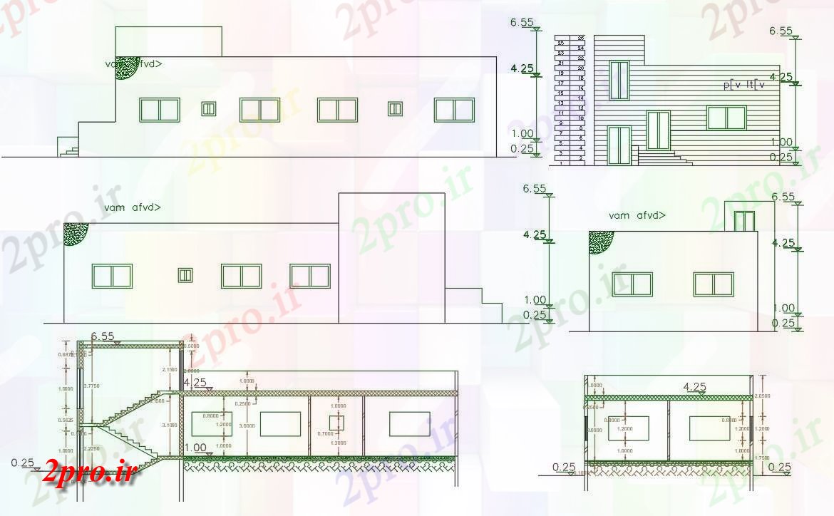 دانلود نقشه مسکونی  ، ویلایی ، آپارتمان  BHK ساختمان خانه بخشی نما طراحی (کد158413)