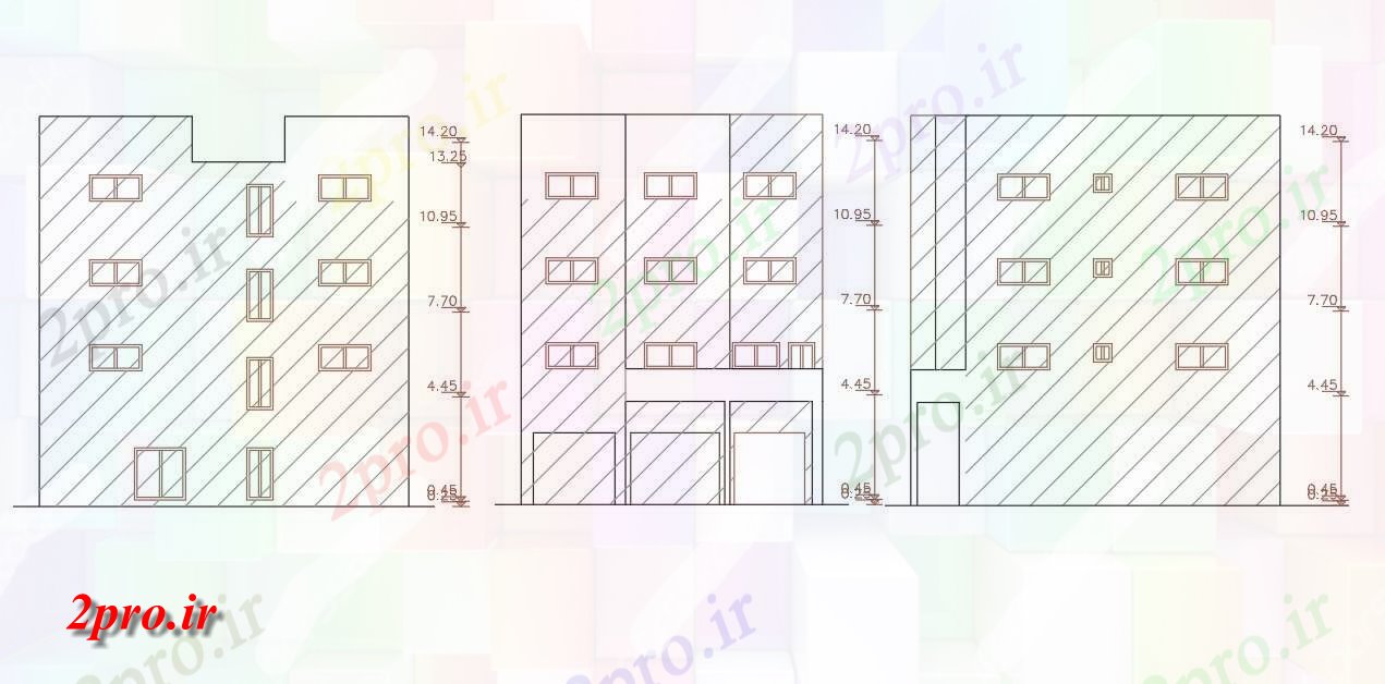 دانلود نقشه مسکونی  ، ویلایی ، آپارتمان  آپارتمان ساختمان نمای طراحی  نشیمن (کد158416)