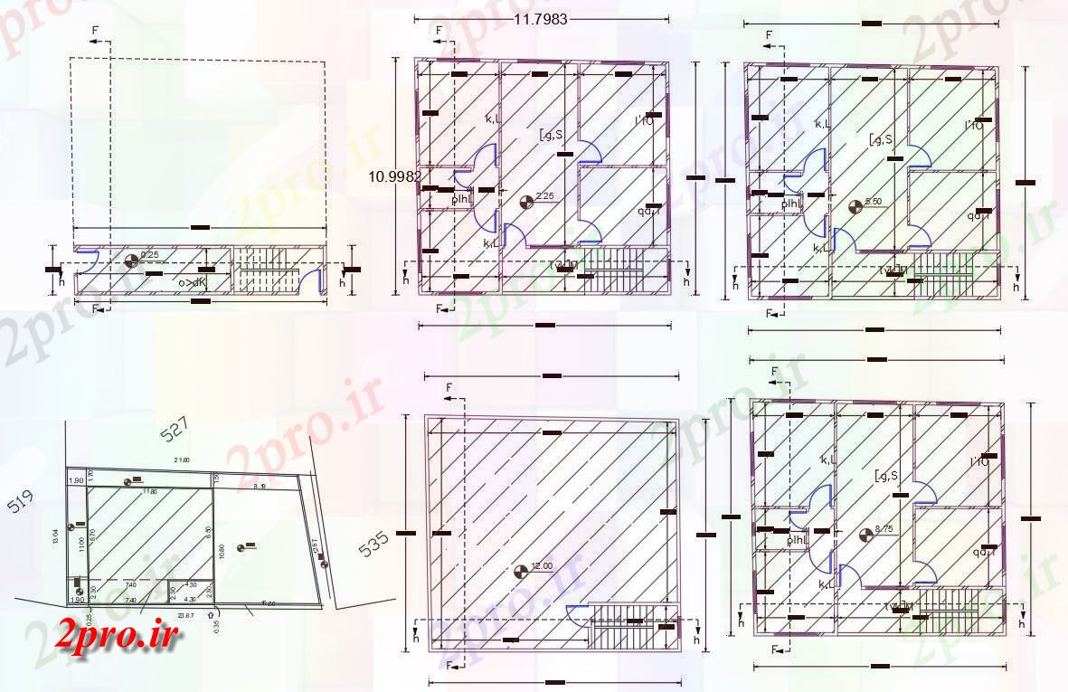 دانلود نقشه مسکونی  ، ویلایی ، آپارتمان  سطحی آپارتمان   طبقه   (کد158418)