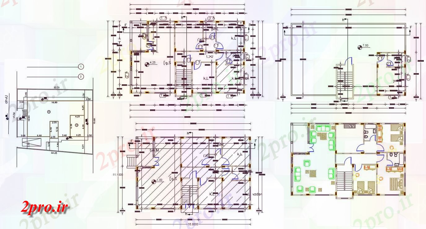 دانلود نقشه مسکونی ، ویلایی ، آپارتمان X 16 متر 3 BHK خانه طبقه همکف و اول طرحی طبقه 11 در 16 متر (کد158421)