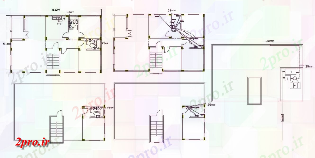 دانلود نقشه مسکونی ، ویلایی ، آپارتمان X 16 متر خانه لوله کشی 10 در 16 متر (کد158425)