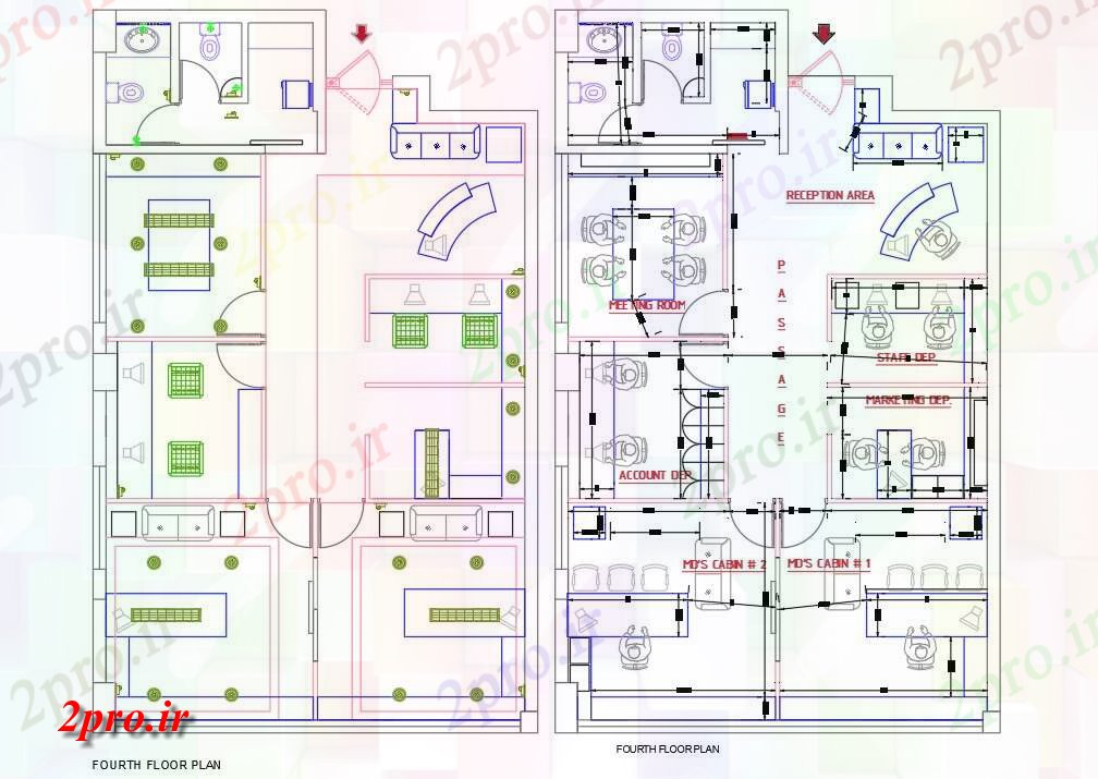 دانلود نقشه جزئیات و طراحی داخلی دفتر طرحی معماری دفتر طراحی داخلی  (کد158444)