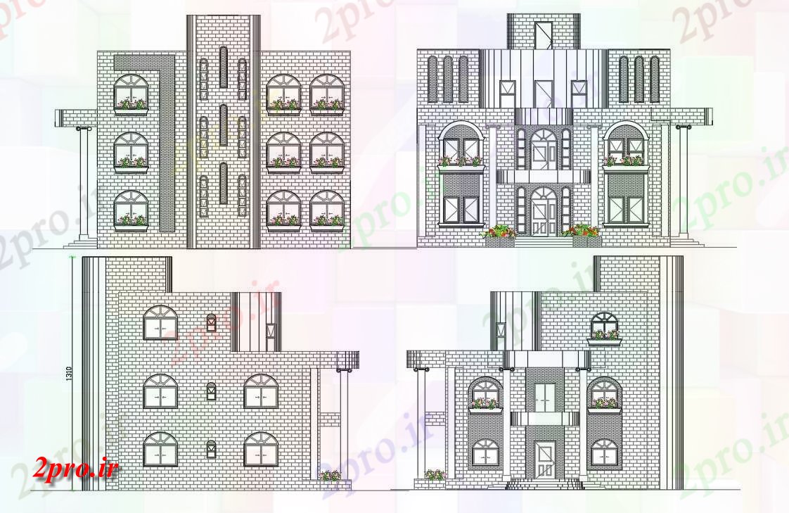 دانلود نقشه مسکونی  ، ویلایی ، آپارتمان  ساختمان خانه مدرن نمای   (کد158449)