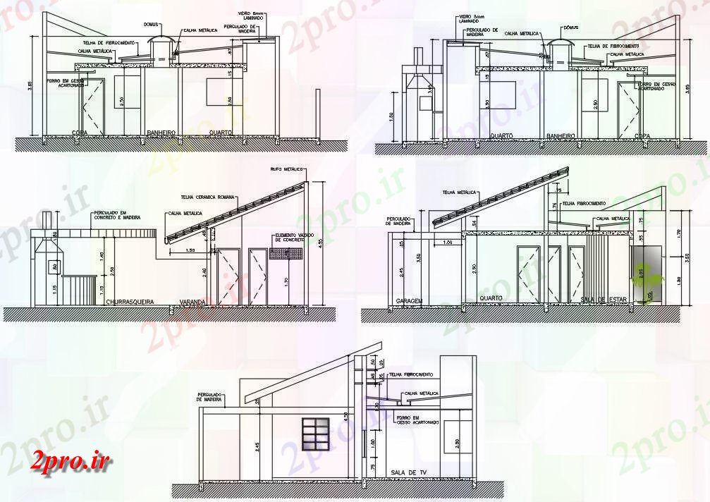 دانلود نقشه مسکونی  ، ویلایی ، آپارتمان  جزئیات بخشی از 2BHK G + 1 طرحی خانه   (کد158455)