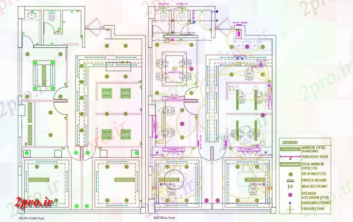 دانلود نقشه جزئیات و طراحی داخلی دفتر طرحی دفتر طراحی داخلی با طرحی برق (کد158468)
