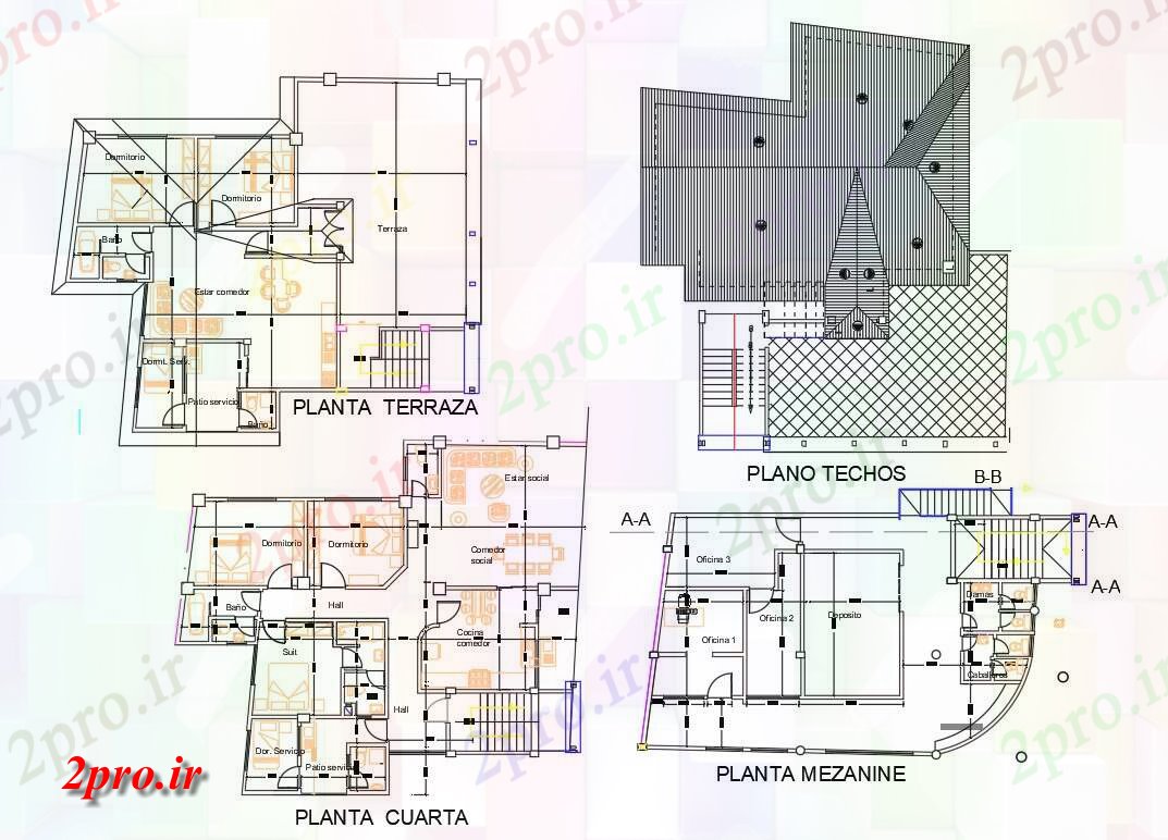 دانلود نقشه مسکونی ، ویلایی ، آپارتمان BHK و 3 BHK خانه مبلمان طرحی و طول سقف طراحی 14 در 16 متر (کد158493)