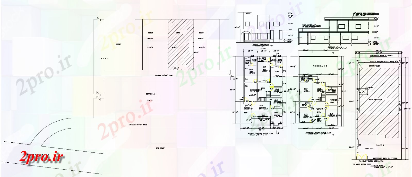 دانلود نقشه مسکونی ، ویلایی ، آپارتمان طرحی طبقه 2BHK G + 1House بسیار معروف با بخش و نما 12 در 19 متر (کد158519)