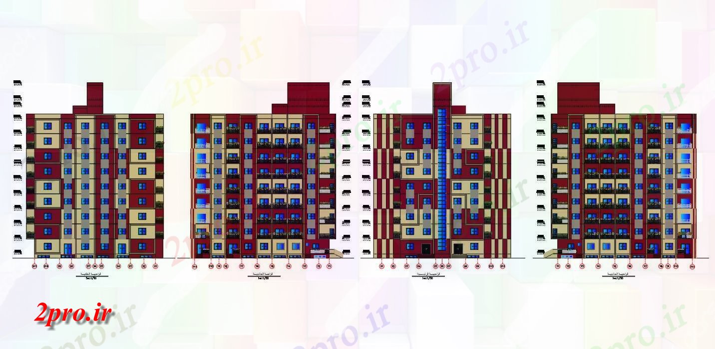 دانلود نقشه مسکونی  ، ویلایی ، آپارتمان  سطحی آپارتمان   ساختمان نمای طراحی به  (کد158536)