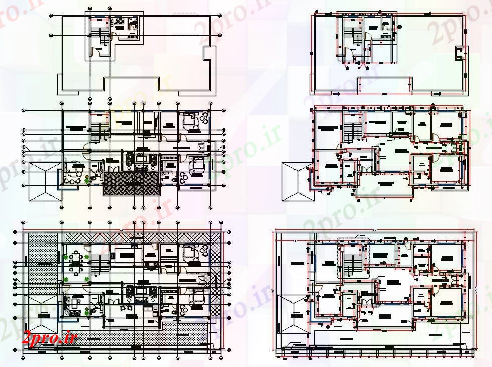 دانلود نقشه مسکونی ، ویلایی ، آپارتمان طرحی خانه مدرن 92 'X 55' حجم توطئه 5 در 10 متر (کد158542)