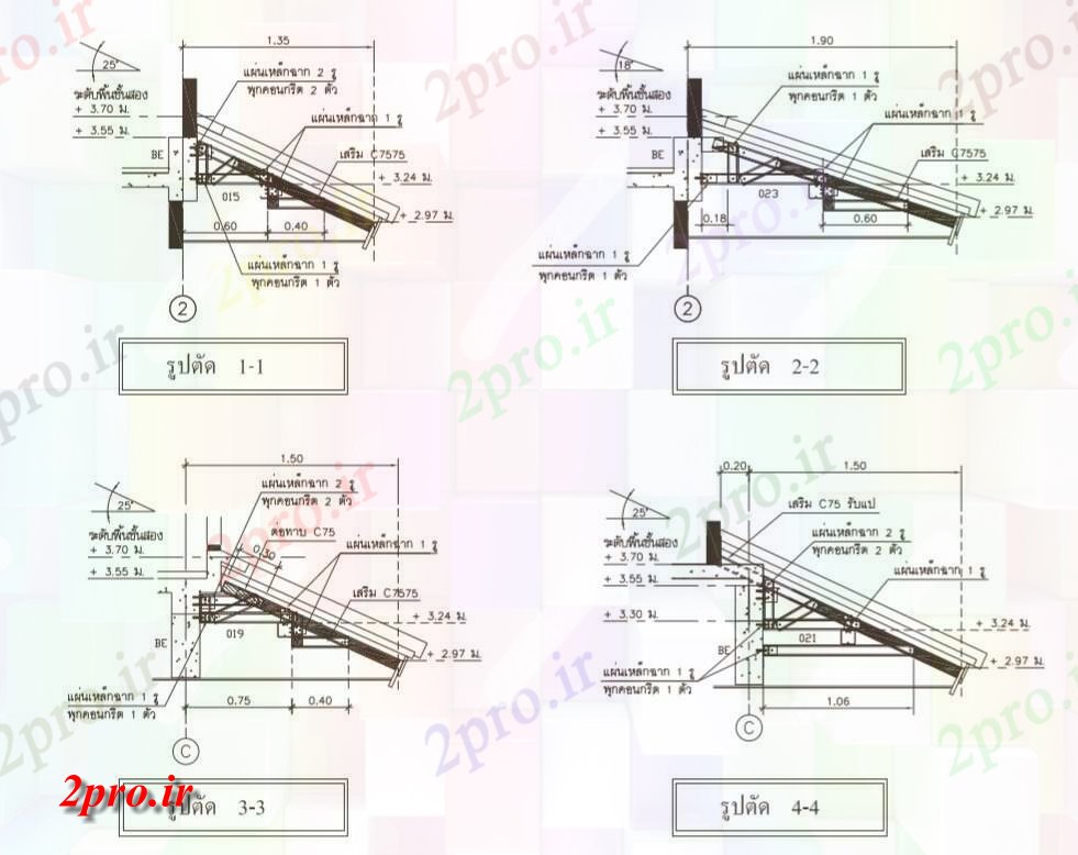 دانلود نقشه پلان مقطعی   نشان دادن جزئیات بخش پانل سمت سقف خرپا plan (کد158609)