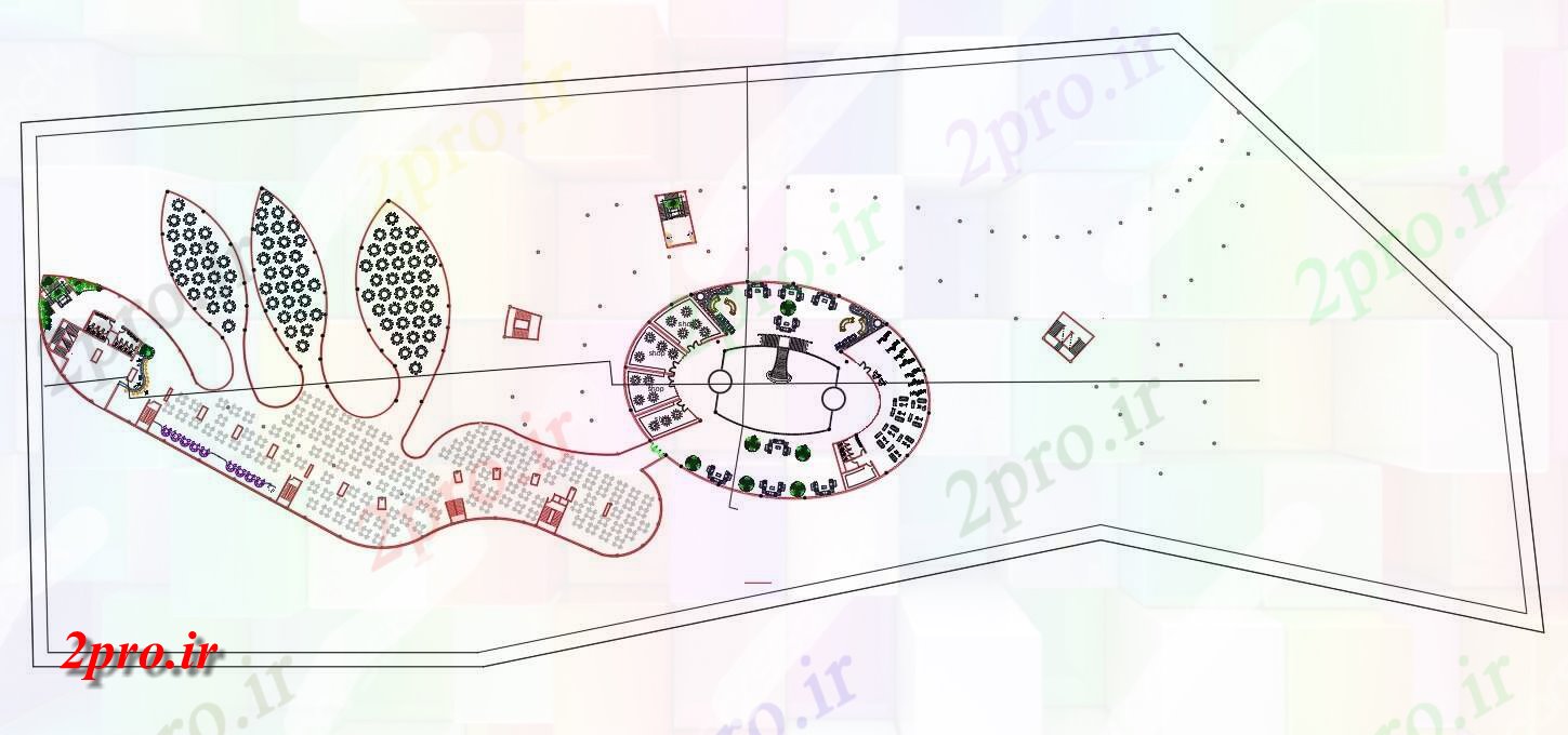 دانلود نقشه هتل - رستوران - اقامتگاه هتل رستوران طرح 108 در 250 متر (کد158615)