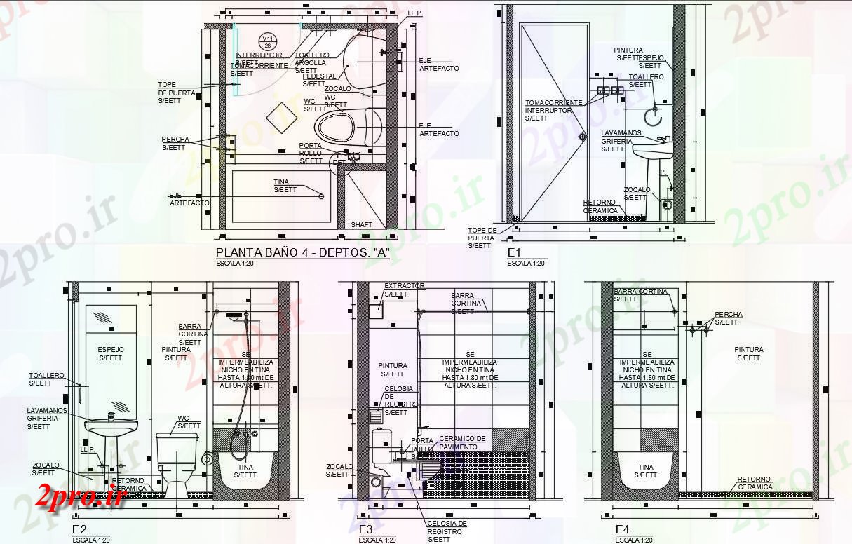 دانلود نقشه بلوک حمام و توالتطرحی توالت کف و بخشی نما طراحی (کد158626)