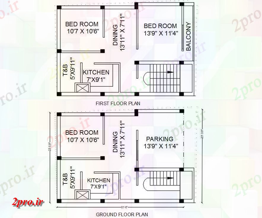 دانلود نقشه مسکونی ، ویلایی ، آپارتمان خانه طرحی با طرحی بندی ستون 6 در 10 متر (کد158645)