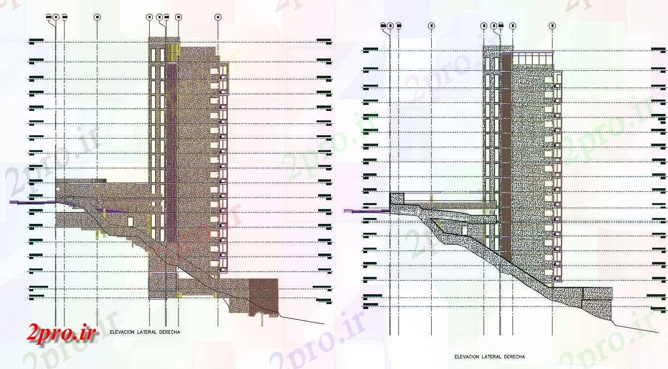 دانلود نقشه مسکونی  ، ویلایی ، آپارتمان  بلند آپارتمان   ساختمان نمای   (کد158710)