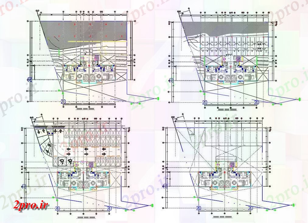 دانلود نقشه مسکونی ، ویلایی ، آپارتمان مسکن واحد آپارتمان 3 BHK خانه طرحی با طراحی مبلمان 33 در 49 متر (کد158721)