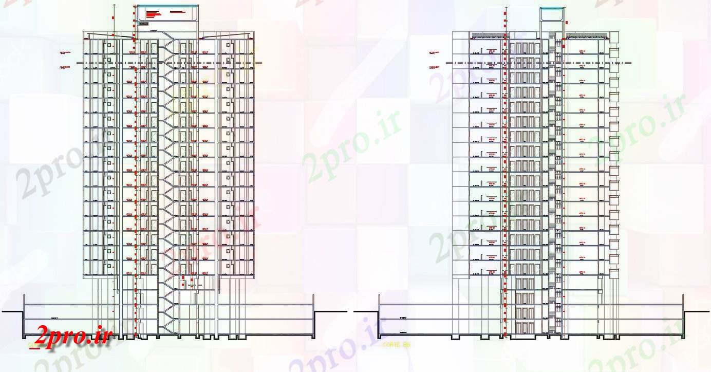 دانلود نقشه مسکونی  ، ویلایی ، آپارتمان  زیرزمین آپارتمان   ساختمان (بخشی) نما (کد158726)