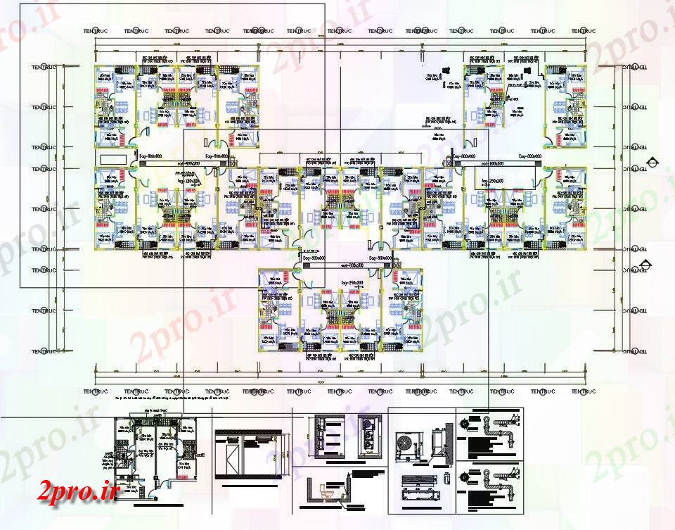 دانلود نقشه مسکونی  ، ویلایی ، آپارتمان  BHK و 2 BHK چند خانواده آپارتمان   طراحی (کد158730)