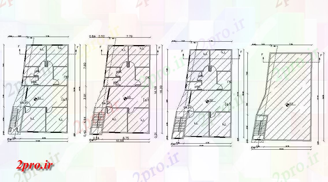 دانلود نقشه مسکونی  ، ویلایی ، آپارتمان  'طراحی X 65'Feet محل اقامت زندگی معماری آپارتمان   (کد158735)