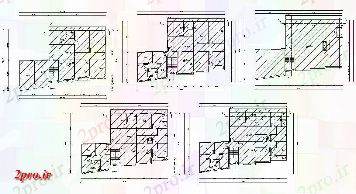 دانلود نقشه مسکونی  ، ویلایی ، آپارتمان  G + 4 آپارتمان   چند سطحی طرحی کار طبقه (کد158736)