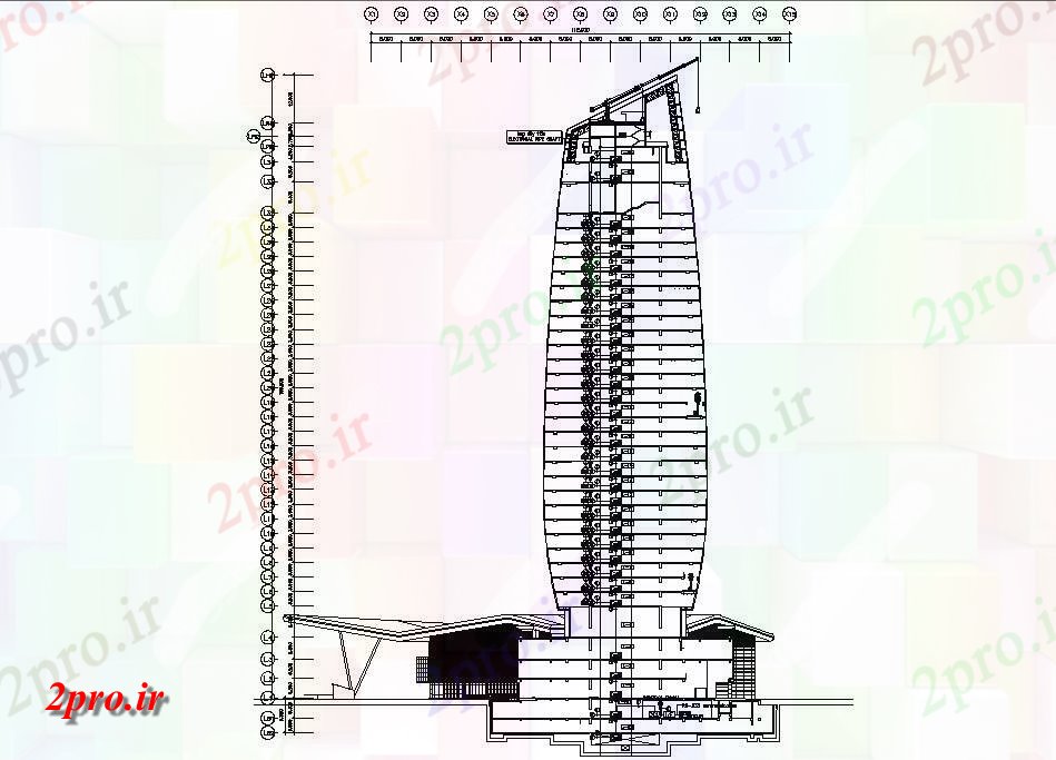 دانلود نقشه پلان مقطعی   داشتن جزئیات از طلمترنج از افزایش بالا بخش ساختمان و نما طرحی واحد (کد158765)