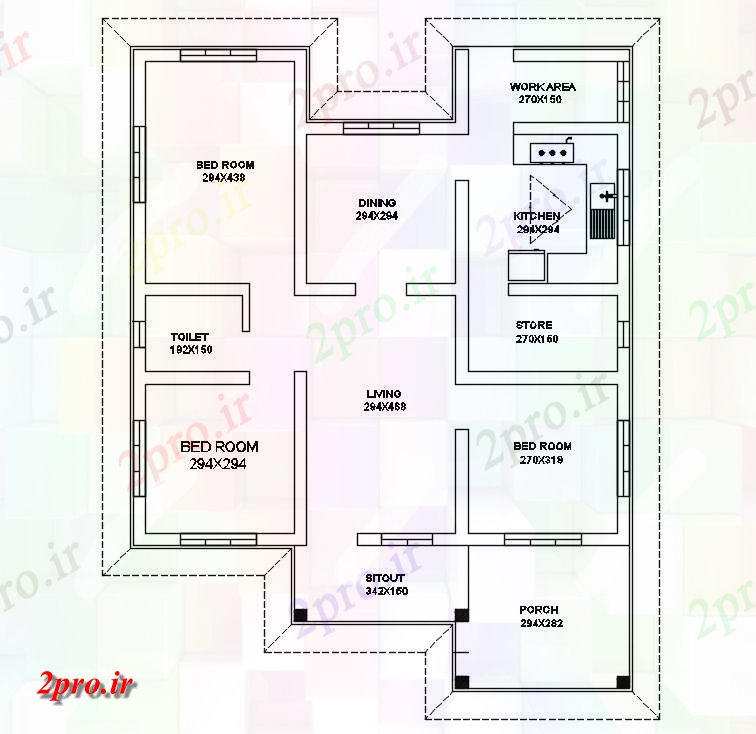 دانلود نقشه مسکونی ، ویلایی ، آپارتمان خانه طبقه همکف نشیمن 11 در 14 متر (کد158769)