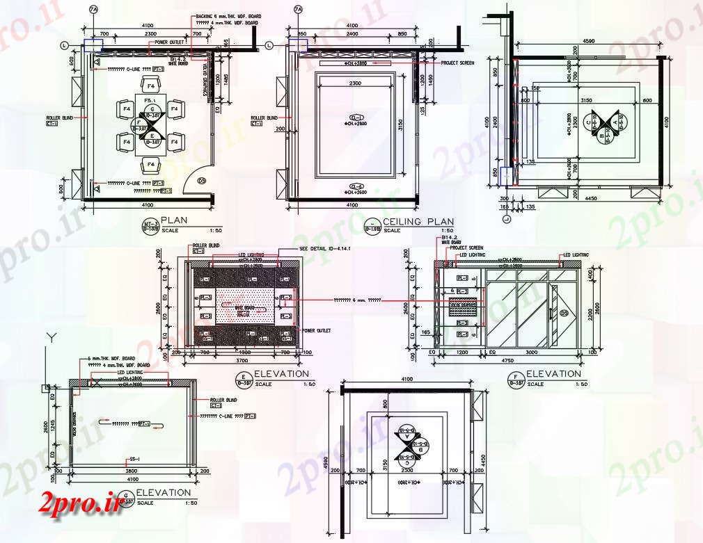 دانلود نقشه جزئیات و طراحی داخلی دفتر اتوکد دفتر طراحی داخلی  (کد158803)