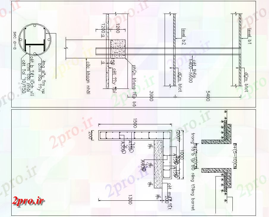 دانلود نقشه جزئیات تیر  این معمولی تقویت جزئیات نوار از فولاد نشان می دهد (کد158811)