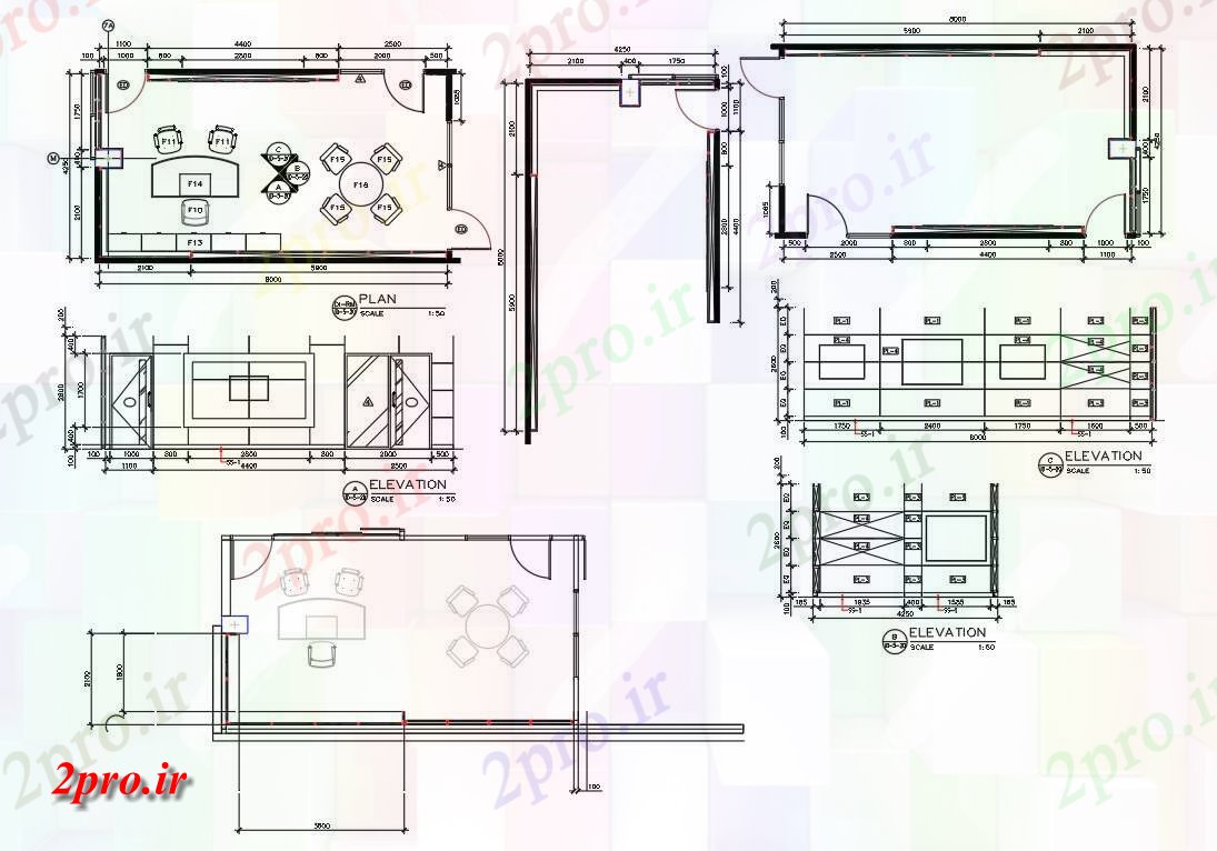 دانلود نقشه جزئیات و طراحی داخلی دفتر دفتر طراحی مبلمان خانگی اتوکد (کد158834)