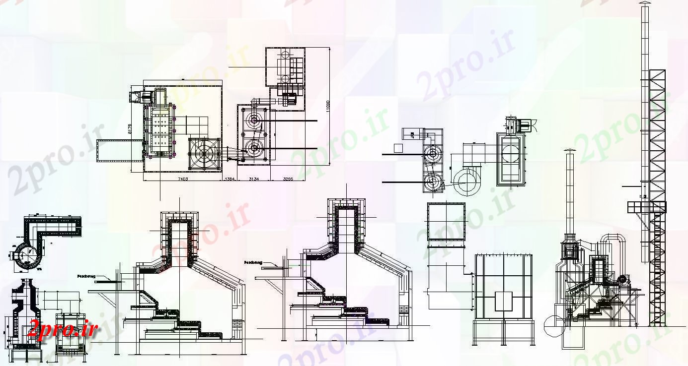 دانلود نقشه پلان مقطعی   طراحی نشان دادن جزئیات بخش و نما طرحی ماشین کارخانه،   (کد158835)