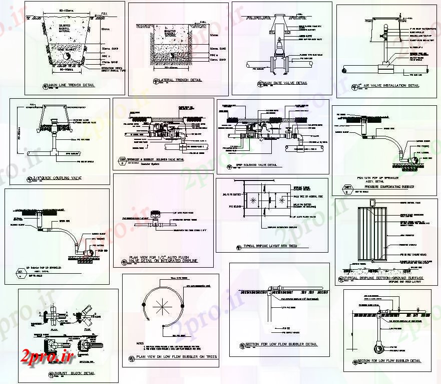 دانلود نقشه پلان مقطعی   طراحی نشان دادن جزئیات از آبیاری   connection (کد158837)