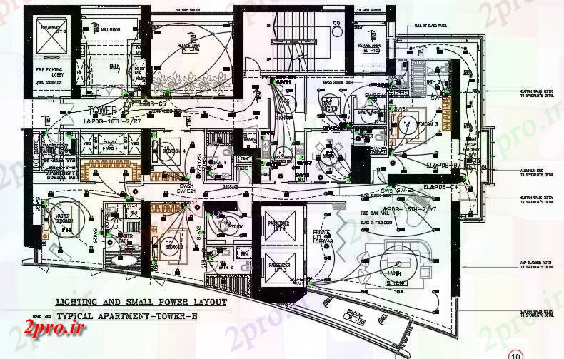 دانلود نقشه برق مسکونی ویلا خانه سیم کشی برق نصب و راه اندازی 23 در 31 متر (کد158878)