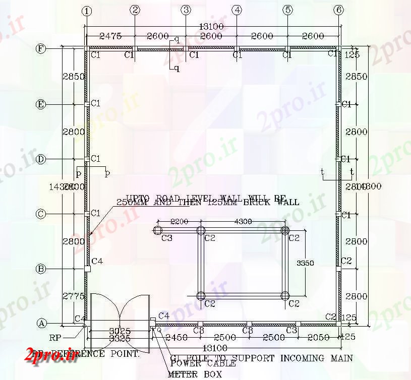 دانلود نقشه پلان مقطعی  های داشتن جزئیات از قطب به حمایت کابل برق اصلی ورودی (کد158898)